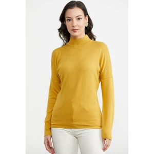 Omuz Detaylı Triko Kazak - Hardal