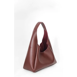 Kadın Bordo Suni Deri Fermuarlı Iç Bölmeli El ve Omuz Çantası