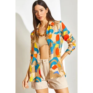 Kadın Dijital Baskılı Viskon Gömlek