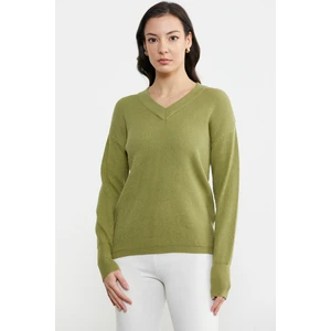 V Yaka Triko Kazak - Yeşil