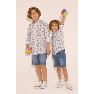 U.S. Polo Assn. Erkek Çocuk Beyaz Gömlek Desenli 50288716-VR013