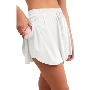 Oceans Butik Beyaz Darkalıp Yüksek Bel Içi Taytlı Spor Etek Darkalıp Polyamid Kumaş Kısa Şort Etek