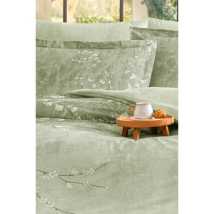 White Sakura Yeşil Çift Kişilik Nevresim Takımı Mum Hediyeli