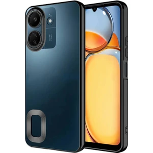 Caseworld Xiaomi Poco C65 Kapak Yanları Renkli Lens Korumalı Logo Gösteren Şeffaf Luxury Silikon Kılıf - Siyah