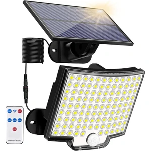 110 Ledli Solar Güneş Enerjili Kumandalı Hareket Sensörlü Bahçe Aydınlatma Sokak Lambası