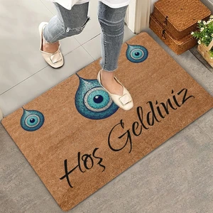 Valerine Life Bize Nazar Değmesin Üçlü Nazar Boncuğu Hoş Geldiniz Kapı Önü Paspası 45X70CM