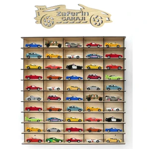 50 Araçlık Akçaağaç 1/64 Hobi Araba Rafı (Hot Wheels, Matcbox) Kişiye Özel Isimli