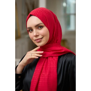 Yaz Işıltısı Koleksiyonu Ipeksi Jakar Şal Kırmızı 9016-03