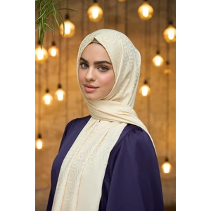 Yaz Işıltısı Koleksiyonu İpeksi Jakar Şal Soluk Sarı 9013-24