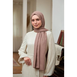 Yaz Işıltısı Koleksiyonu İpeksi Jakar Şal Açık Vizon 9017-08