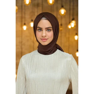 Düz Desen Vual Eşarp Acı Kahve Vual Ipek Eşarp -  10100-32