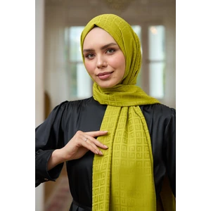 Yaz Işıltısı Koleksiyonu Ipeksi Jakar Şal Yağ Yeşili 9016-07