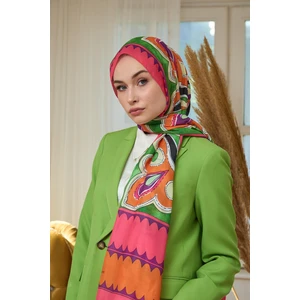 Yaz Işıltısı Koleksiyonu Soft Şal Zümrüt Yeşil Turuncu 3045-03