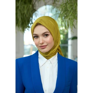 Düz Desen Vual Eşarp Yağ Yeşili Vual Ipek Eşarp -  10100-12