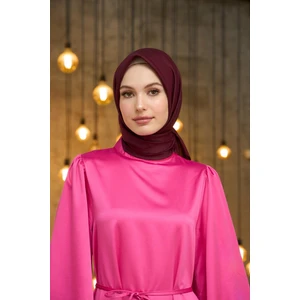 Düz Desen Vual Eşarp Bordo Vual Ipek Eşarp -  10100-28
