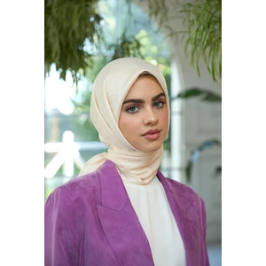 Düz Desen Vual Eşarp Krem Vual Ipek Eşarp -  10100-11