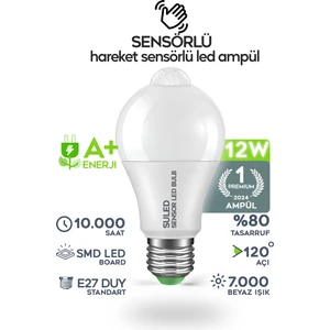 Hareket Sensörlü LED Lamba E27 Duy 12W Işık Lamba A Otomatik LED Ampül Hareket Algılayıcılı