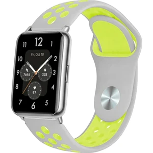 Huawei Watch Fit Uyumlu Delikli Spor Silikon Kordon Pim Çevirici Aparatı ile Birlikte Gri Yeşil