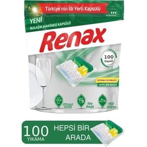 Renax Hepsi Bir Arada Bulaşık Makinesi Tableti 10'lu x 10 Paket ( Toplam 100 Kapsül )