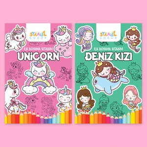 Staau Çocuk Ilk Boyama Kitabım 2'li Set - Unicorn / Deniz Kızı