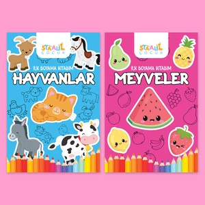Staau Çocuk Ilk Boyama Kitabım 2'li Set - Hayvanlar / Meyveler