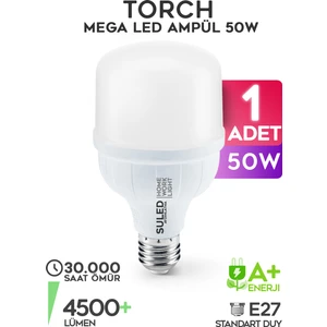 50W Torch Ultra Güçlü LED Ampül 1 Adet Tasarruflu 4500 Lümen 6500K Beyaz Işık Büyük Ampül E27
