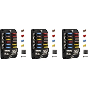 3x 12 V 12 Yollu Deniz Sigorta Bloğu Sigorta Paneli Zemin ve 12 Volt Sigorta Kutusu Araba Otomotiv Tekne Rv Rzr (Yurt Dışından)