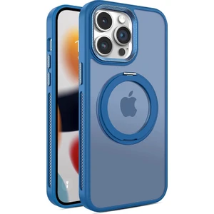 iPhone 13 Pro Max Için Manyetik Kılıf Döner Halkalı Kickstand Pc+Tpu Koruyucu Telefon Kapağı - Koyu Mavi (Yurt Dışından)