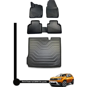 Dacia Duster 4x2 3D Havuzlu Oto Paspas + Bagaj Havuzu Lila Ikili Set