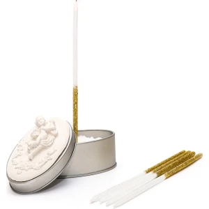 Gold Simli 5li Dilek Mumu ve Kokulu Melek Seramik Taşlı Teneke Kutu Seti