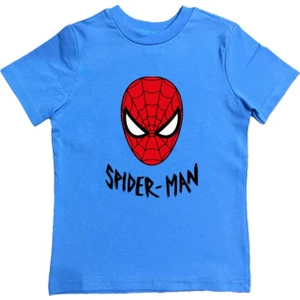 Baskılı Örümcek Adam Pamuklu Penye Kumaş Yazlık Çocuk Tişört