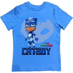 Pj Maskeliler Baskılı Pamuklu Penye Kumaş Yazlık Çocuk Tişört