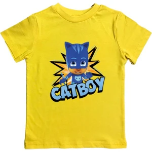 Pj Maskeliler Baskılı Pamuklu Penye Kumaş Yazlık Çocuk Tişört