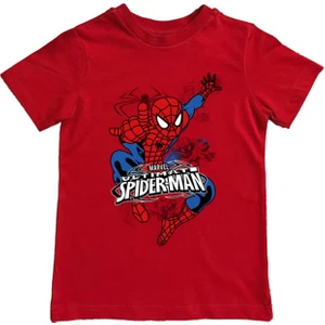 Baskılı Örümcek Adam Pamuklu Penye Kumaş Yazlık Çocuk Tişört