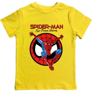 Baskılı Örümcek Adam Pamuklu Penye Kumaş Yazlık Çocuk Tişört