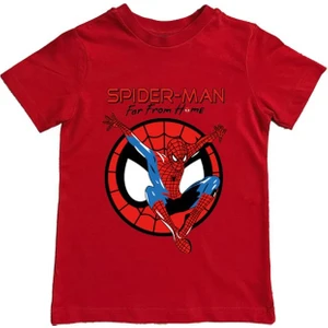 Baskılı Örümcek Adam Pamuklu Penye Kumaş Yazlık Çocuk Tişört