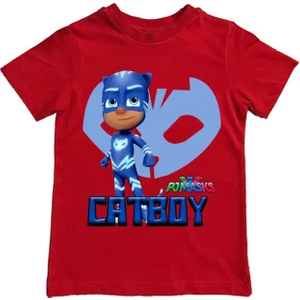 Pj Maskeliler Baskılı Pamuklu Penye Kumaş Yazlık Çocuk Tişört