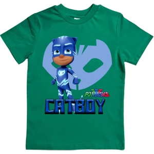 Pj Maskeliler Baskılı Pamuklu Penye Kumaş Yazlık Çocuk Tişört