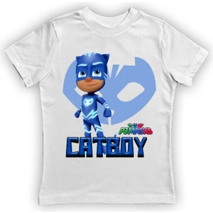 Pj Maskeliler Baskılı Pamuklu Penye Kumaş Yazlık Çocuk Tişört