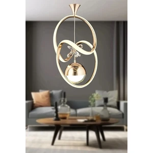 Trend Rose Badem Gold Toplu Taşlı Modern Sarkıt LED Avize