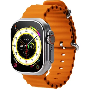 Ultra Hello 3 Plus Akıllı Saat 49 mm Gri Alüminyum Kasa Turuncu Spor Silikon Kordon