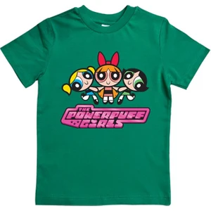 Power Full Girls Baskılı Pamuklu Penye Kumaş Yazlık Çocuk Tişört