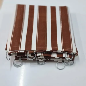 Devrim Olivya Tekstil Halkalı Kahve-Beyaz Çizgili Özel Dikim Lüks Branda Balkon Perdesi