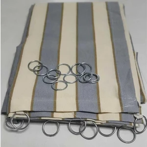 Devrim Olivya Tekstil Halkalı Gri-Krem Çizgili Özel Dikim Lüks Branda Balkon Perdesi