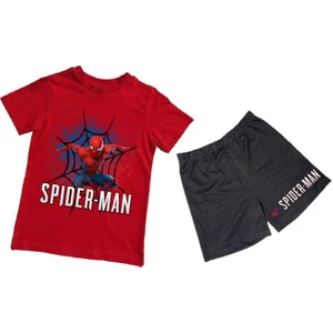 Unisex Spiderman Baskılı Pamuklu Kumaş Kısa Kollu Şortlu Ikili Çocuk Takımı