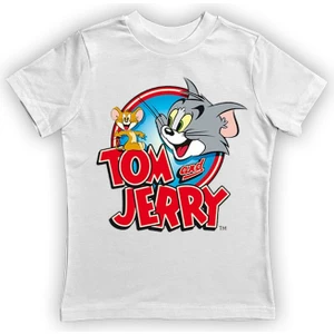 Tom & Jerry Baskılı Pamuklu Penye Kumaş Yazlık Çocuk Tişört