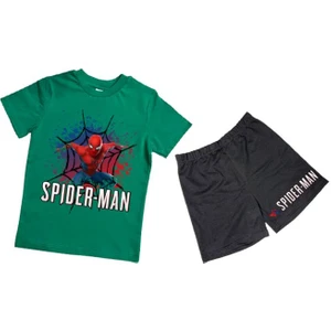 Unisex Spiderman Baskılı Pamuklu Kumaş Kısa Kollu Şortlu Ikili Çocuk Takımı