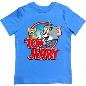 Tom & Jerry Baskılı Pamuklu Penye Kumaş Yazlık Çocuk Tişört