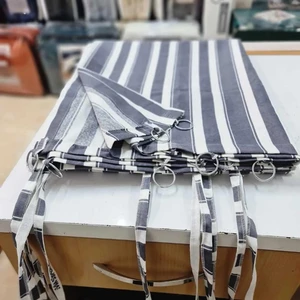 Devrim Olivya Tekstil Lüks 1.Sınıf Eleganse  Gri Beyaz Halkalı  Balkon Perdesi