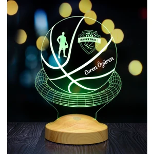 Sevgi Lambasi Kişiye Özel 3 Boyutlu Basketbol Led Lamba
